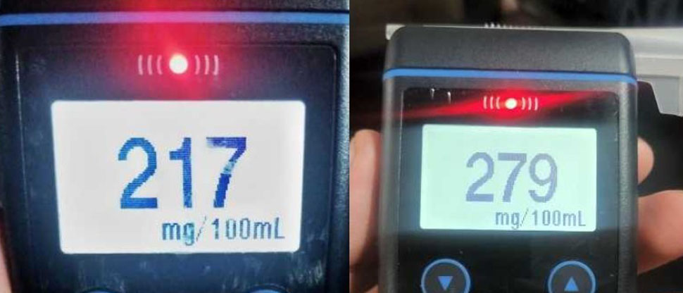 Detienen a dos conductores peligrosos que sobrepasaron los 200° de alcohol en sangre