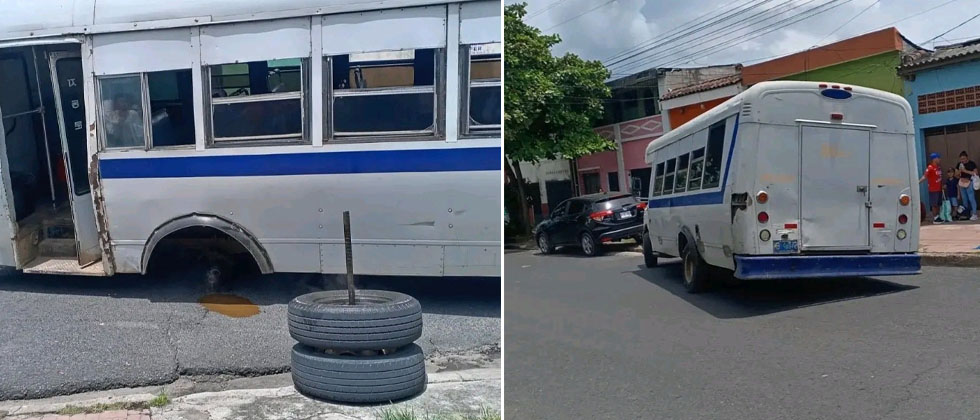 Buseta se queda sin llantas traseras en pleno viaje en Santa Ana