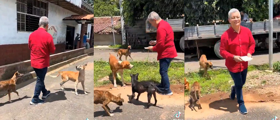 Captan al chino Flores tirarles huesos chupados a unos perros