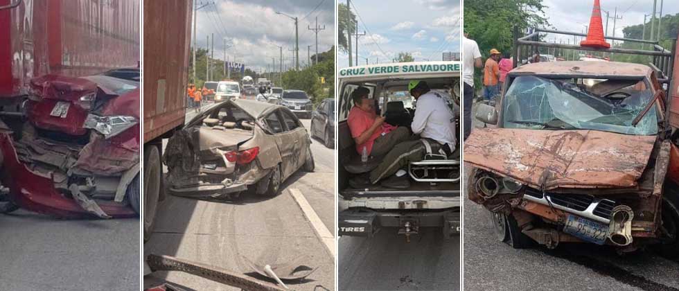 Una persona lesionada tras múltiple accidente en autopista Comalapa