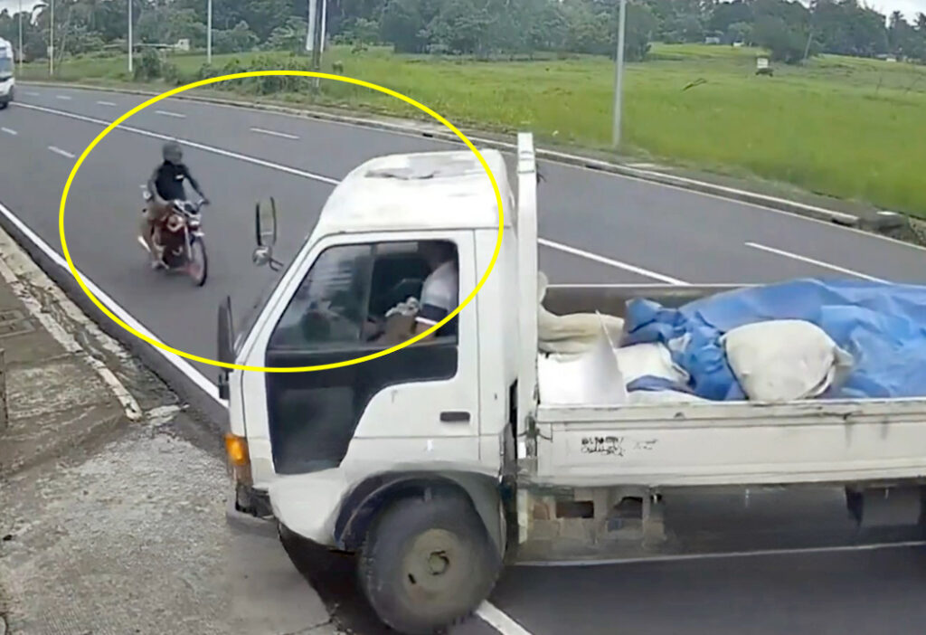 Fuerte accidente termina en una escena cómica en Filipinas