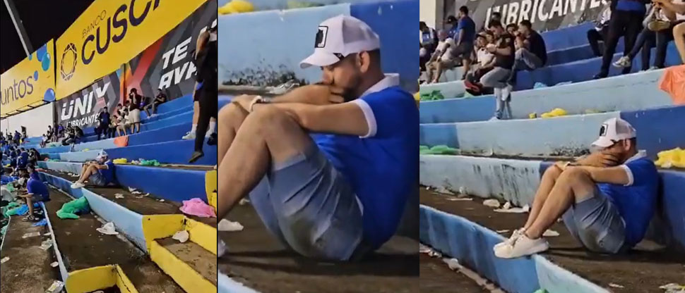 Captan a salvadoreño llorando tras la derrota de La Selecta ante Surinam