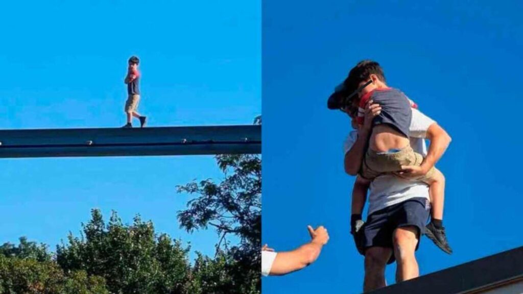Hombre salva a niño que quedó varado en una pista de monorriel