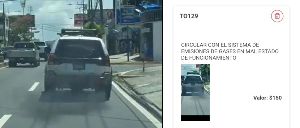 VMT sanciona a conductor por circular en la calle tirando mucho humo