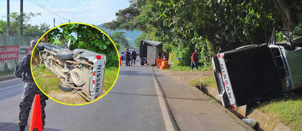 Camión invade carril contrario y choca contra un pick up en la carretera Longitudinal del Norte