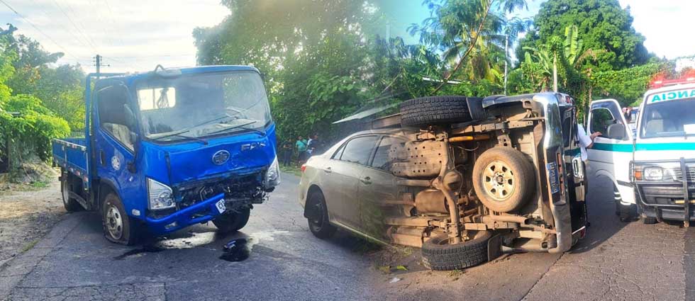 Embarazada resulta lesionada tras múltiple choque en Cuscatlán