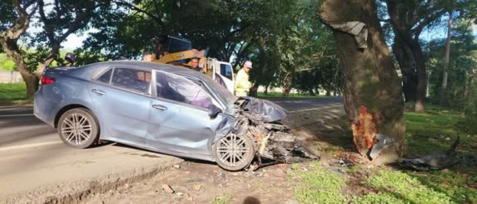 Conductor pierde el control y estrella el vehículo contra un árbol en carretera Panamericana