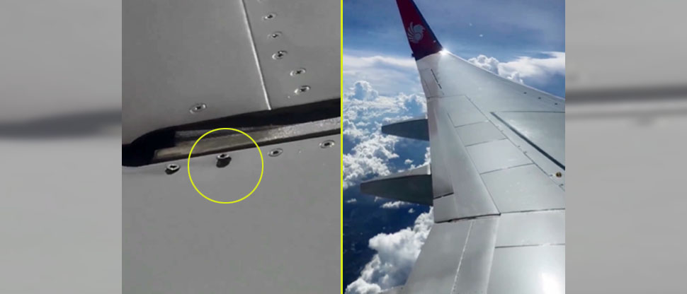 Pasajeros de un vuelo en Tailandia graban cómo tornillos del ala del avión se desprenden