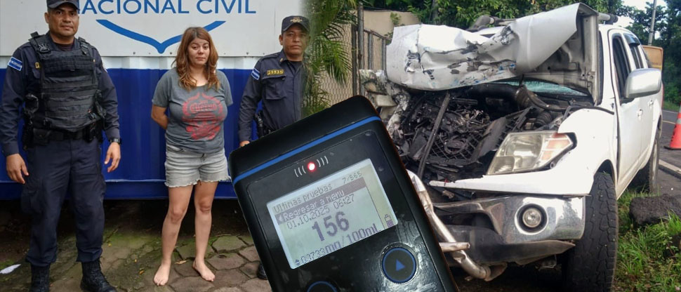 Capturan a conductora ebria que chocó contra un bus en Santa Ana