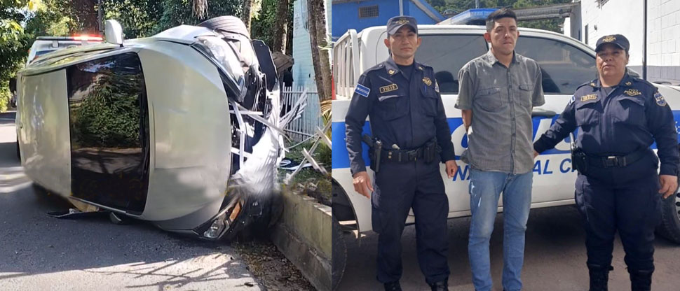 Capturan en Santa Ana a conductor que volcó su camioneta por manejar borracho