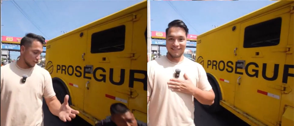 Agente de seguridad privado le da tremendo susto al Tío Frank mientras grababa su nuevo video