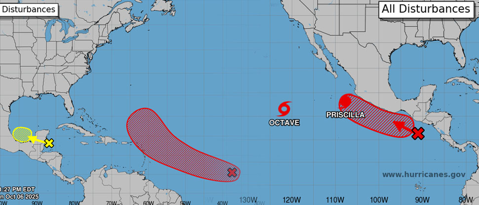 Vigilan 5 sistemas con probabilidades de desarrollo ciclónico