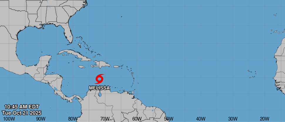 Onda tropical ubicada en el Caribe gana fuerza y se convierte en la tormenta Melissa