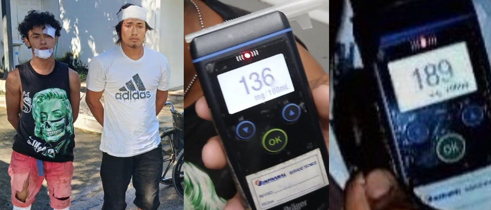 Dos motociclistas capturados por manejar en estado de ebriedad y chocar con el mismo vehículo