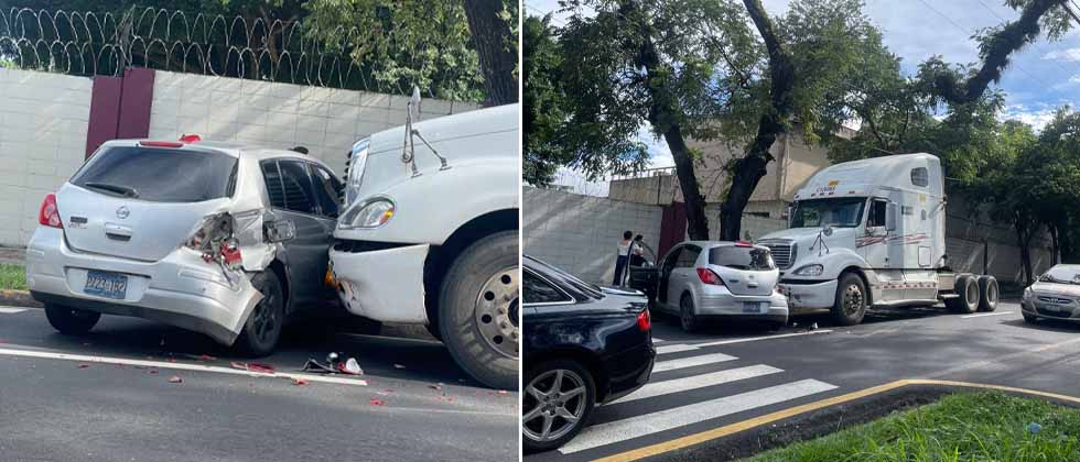 Fuerte choque entre vehículo y rastra genera tráfico en la Alameda Manuel Enrique Araujo