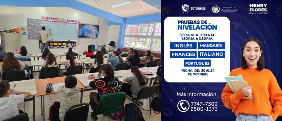 Alcaldía de La Libertad sur anuncia pruebas de nivelación gratis de inglés, mandarín, francés e italiano