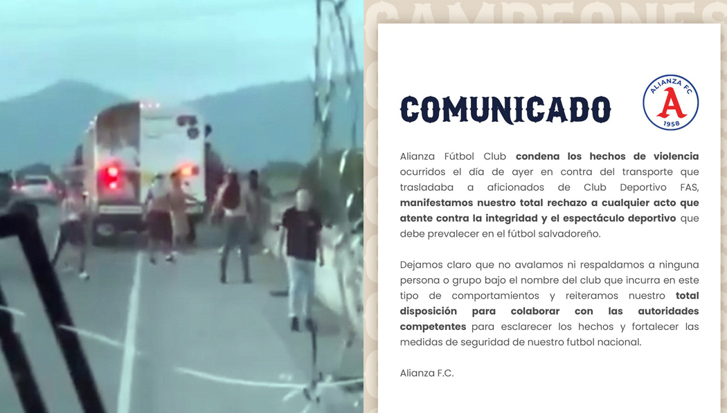 Alianza F.C. condena los hechos de violencia contra aficionados de FAS