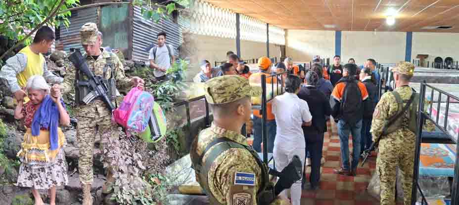 Soldados y socorristas llevan a 10 personas a un albergue de Alegría