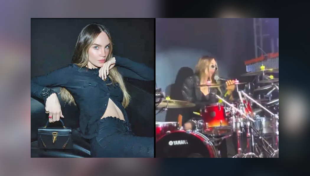 Belinda sufre accidente al intentar tocar la batería durante concierto