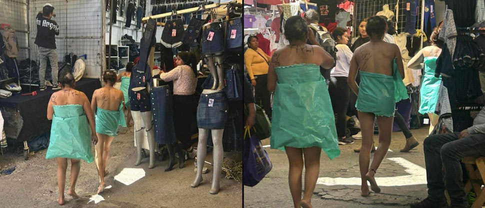 México: comerciantes desnudan y exponen a tres mujeres quienes llegaron a robar