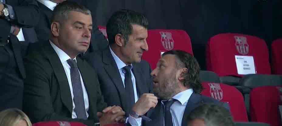 Sorpresa: Luis Figo llega a Montjuic a ver al Barcelona