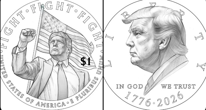 Departamento del Tesoro evalúa emitir una moneda de un dólar con la imagen del Presidente Trump