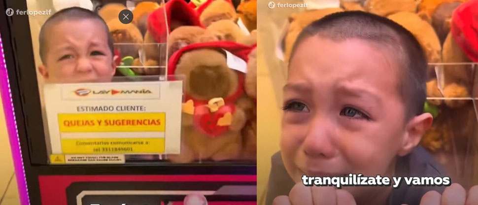 México: niño queda atrapado en máquina de peluches y es rescatado