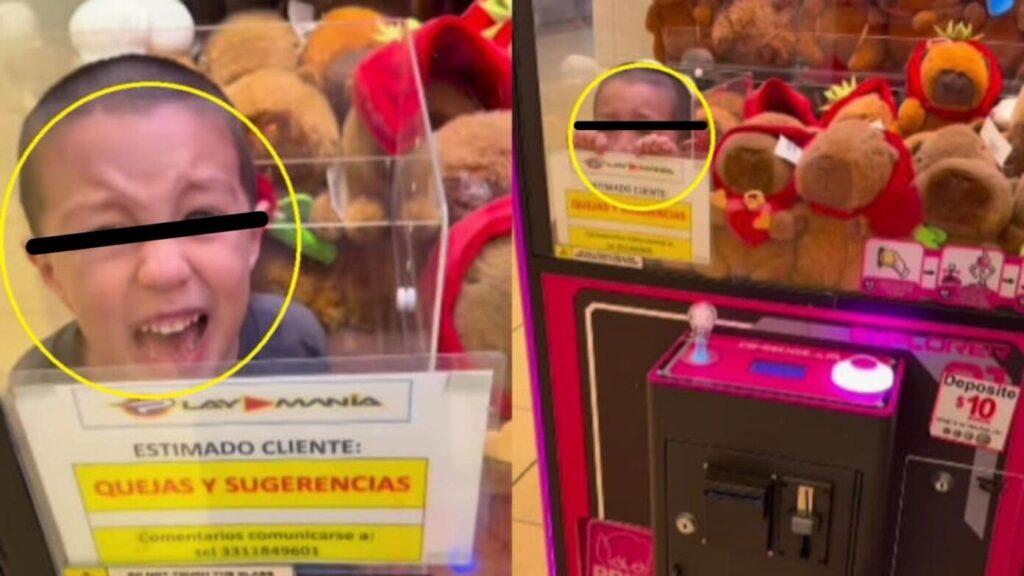 Travesuras: niño queda atrapado dentro de una máquina de peluches