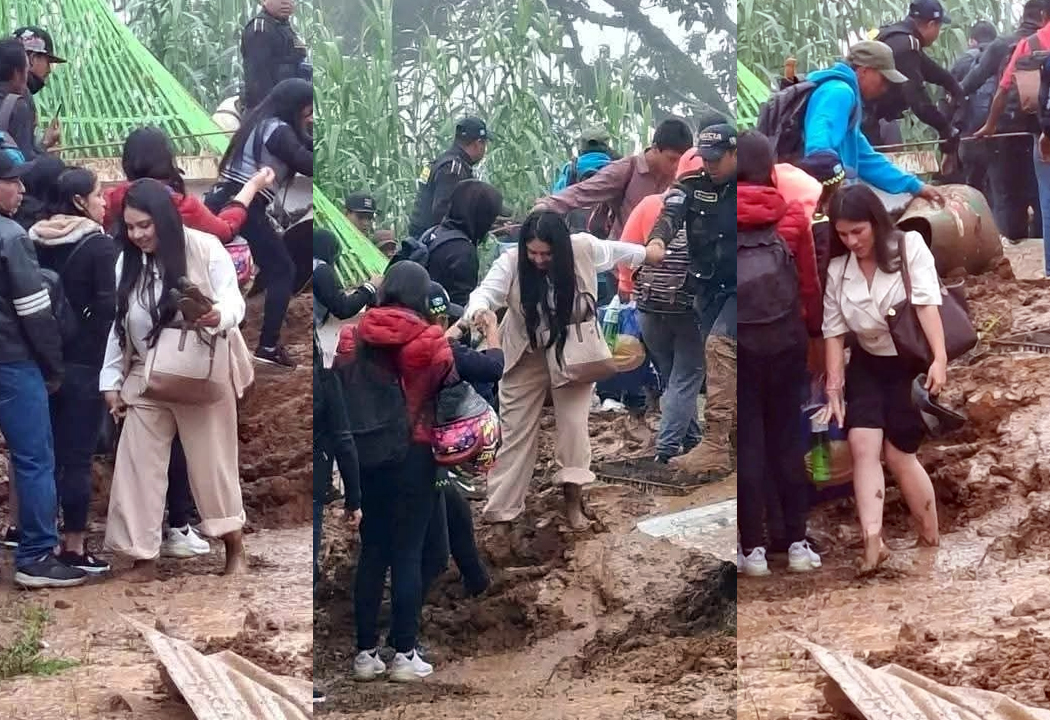 Guatemala: ciudadanos caminan entre el lodo para llegar a sus trabajos tras derrumbe