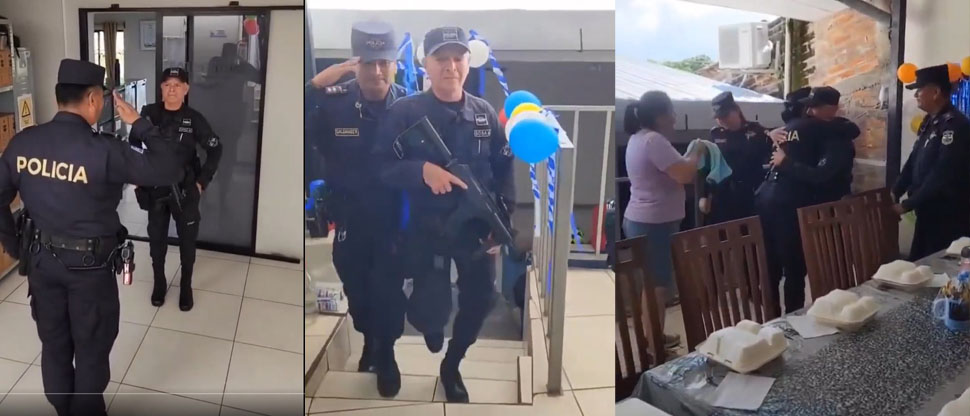 Emotiva despedida para policía que se retira tras años de servicio a la población