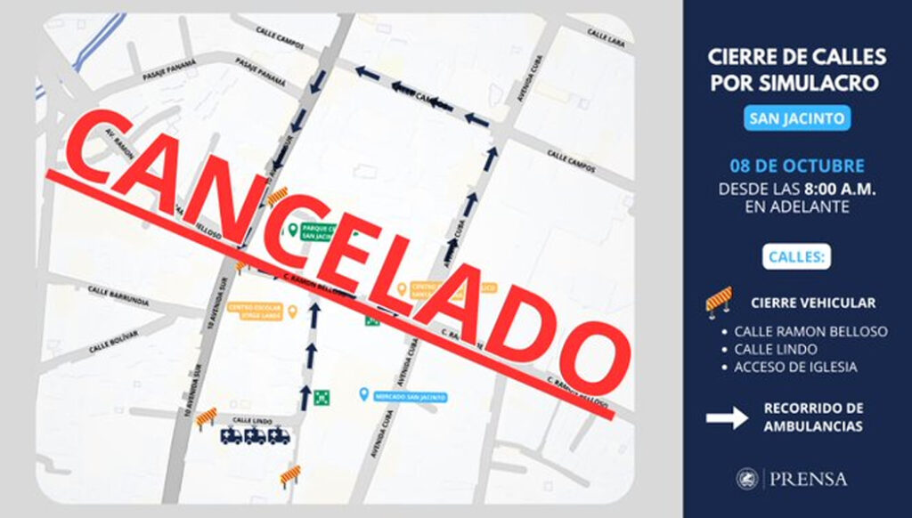 Se suspende simulacro de terremoto programado para el 10 de octubre