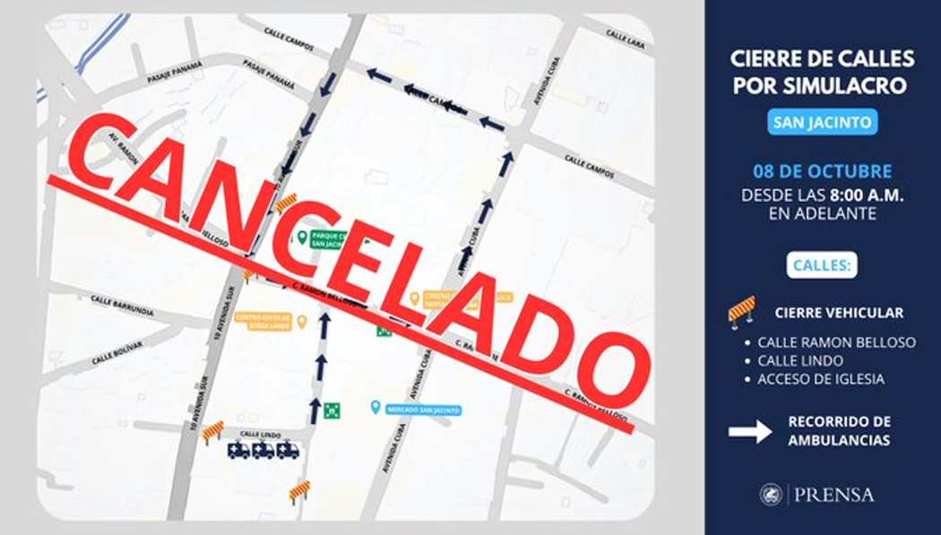 Se suspende simulacro de terremoto programado para el 10 de octubre