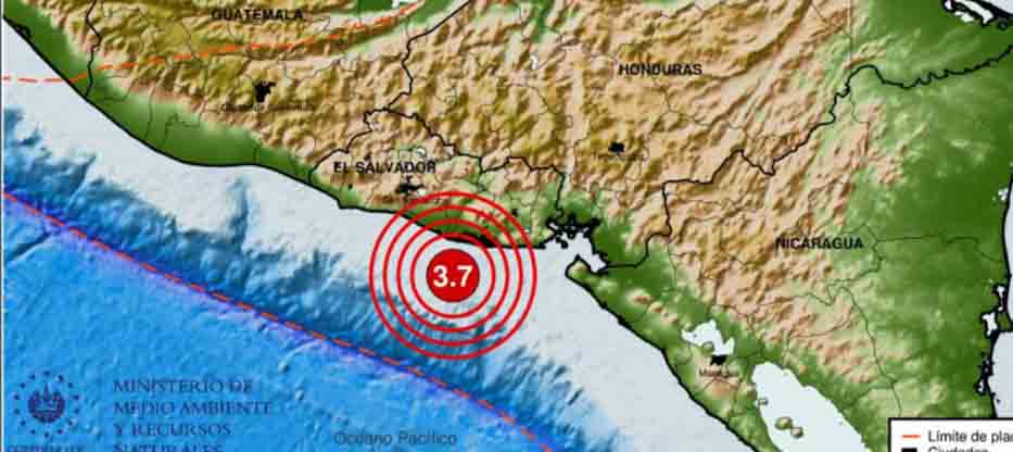 Sismo de 3.7 grados es sensible en las costas de Usulután este jueves