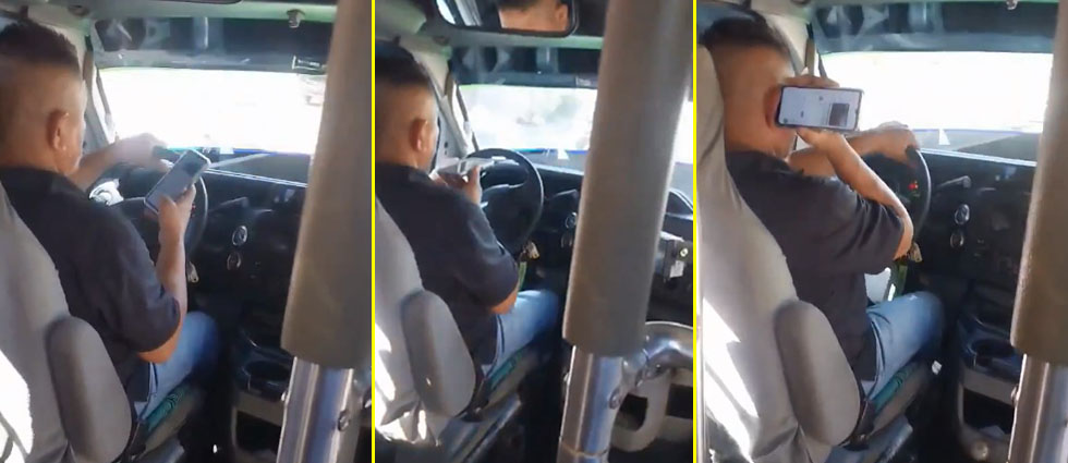 La Libertad: denuncian a motorista que iba utilizando el celular mientras conducía