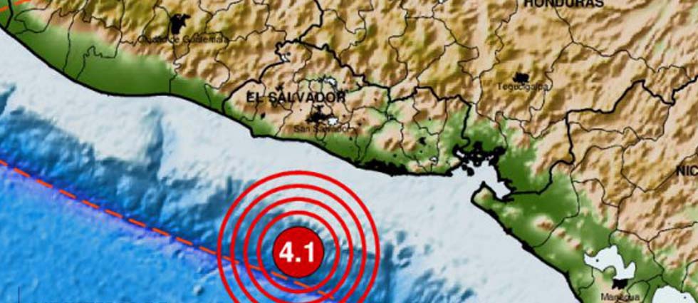 MARN reporta sismo de 4.1 grados con epicentro frente a la costa de La Libertad