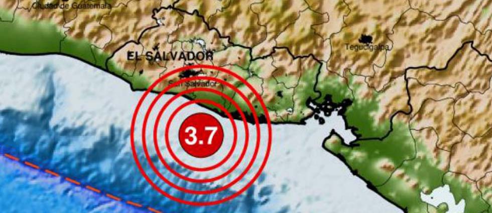 Sismo de 3.7 grados sacude parte de El Salvador esta mañana de lunes