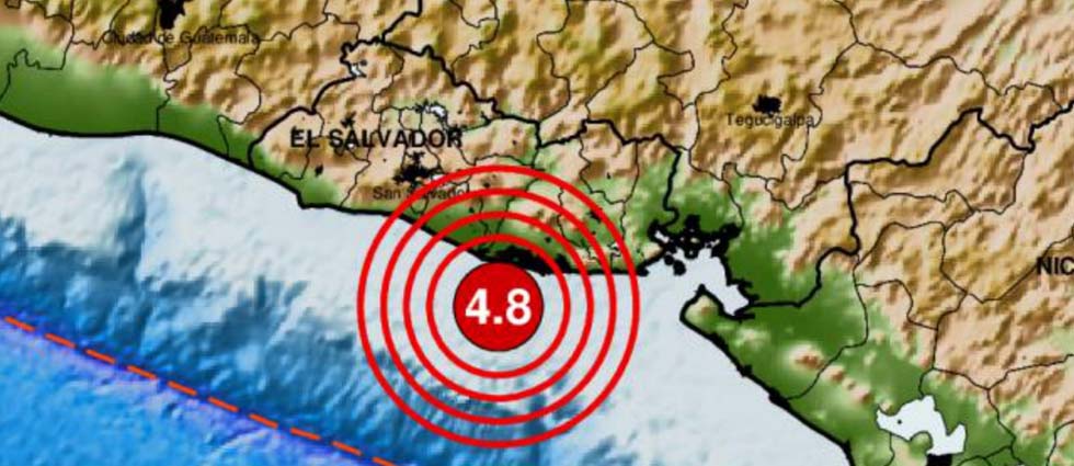 Fuerte sismo de 4.8 grados sacudió a El Salvador cerca de la medianoche del miércoles