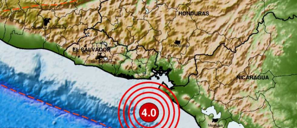Sismo de 4.0 grados sacude parte de El Salvador esta tarde de sábado