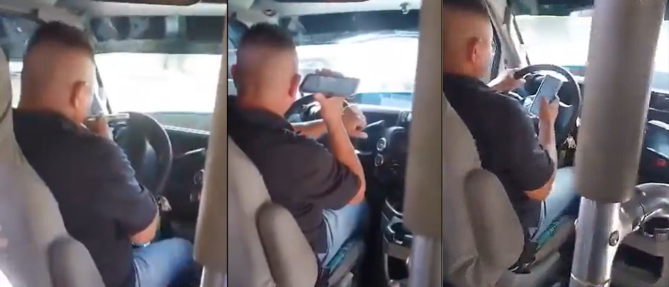Denuncian a microbusero que iba chateando y manejando a excesiva velocidad