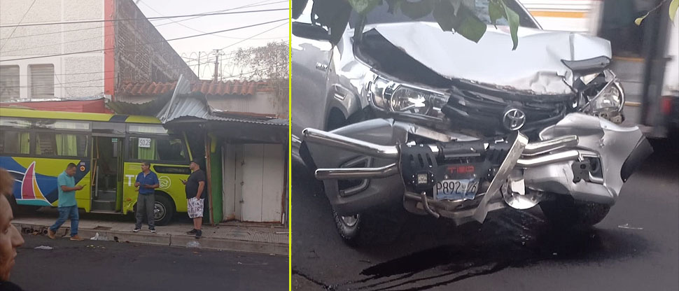 Conductor irrespeta señal de alto y choca contra autobús en Santa Ana