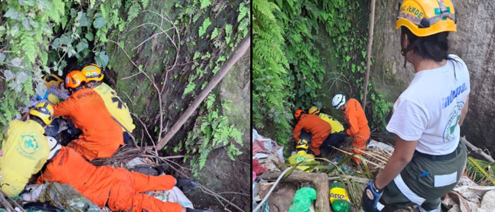Auxilian a ancianito que cayó a un barranco en carretera a Tacachico