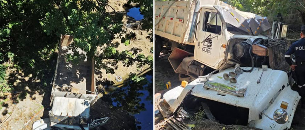 Camión cae al río desde un puente en carretera Panamericana