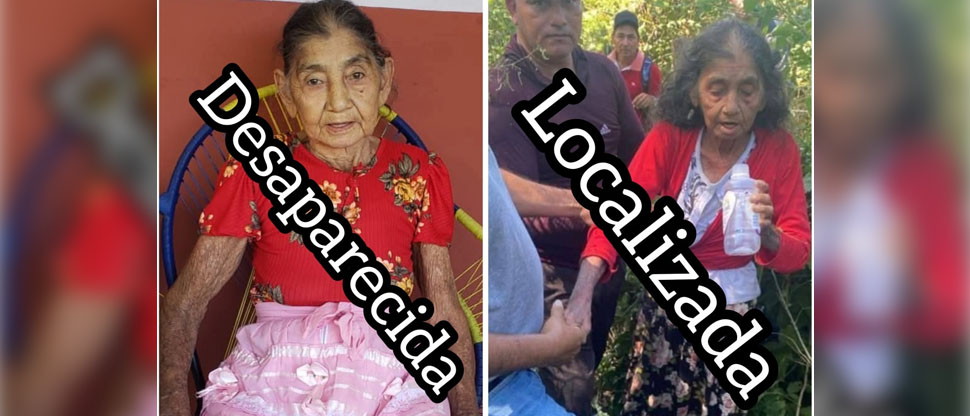 Localizan sana y salva a anciana reportada como desaparecida en La Unión