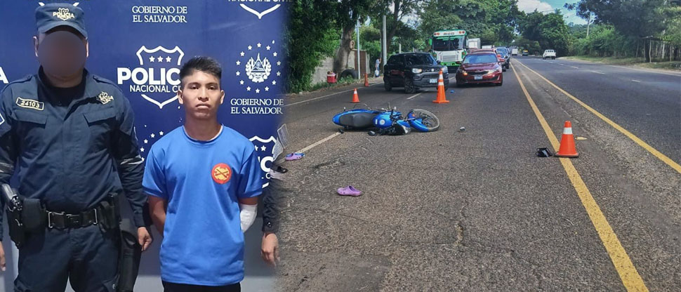 Capturan a motociclista que manejaba sin licencia y chocó contra una rastra lesionando a su acompañante