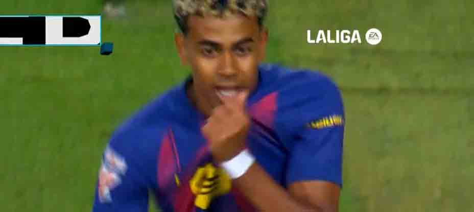 Ahora Lamine Yamal celebra «sin corona» sus goles