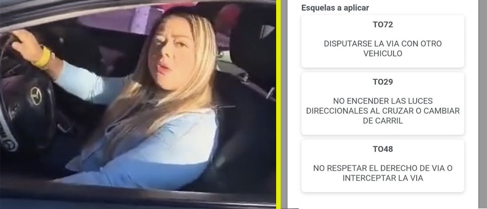 Sancionan a conductora captada cuando golpeó a motociclista por invadir carril