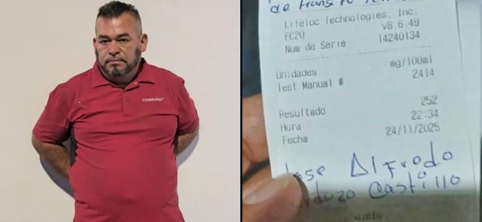 Detienen a conductor con 252° de alcohol
