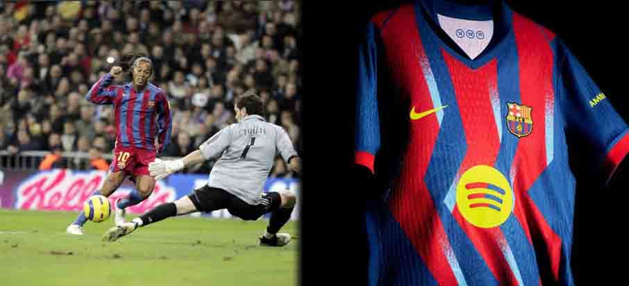 Barcelona lanza camisa conmemorativa del Clásico que Ronaldinho fue protagonista