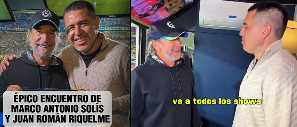 Épico encuentro entre Marco Antonio Solís y Juan Román Riquelme en la Bombonera