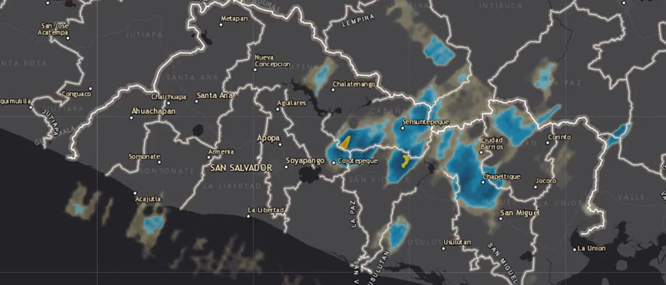 MARN reporta lluvias y tormentas en varios sectores del país